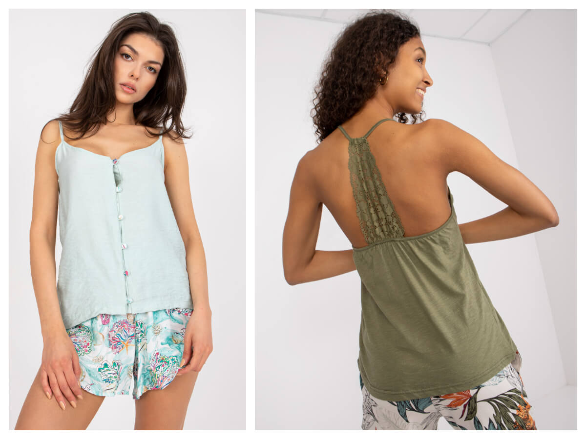Nowe modele damskich piżam na lato na ramiączkach
